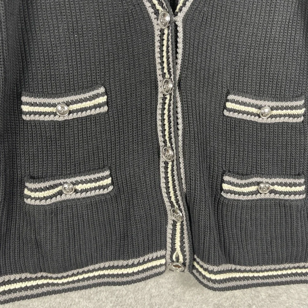 Talbots Black Button Front Cardigan Sweater Womens Petite LP Classic Preppy